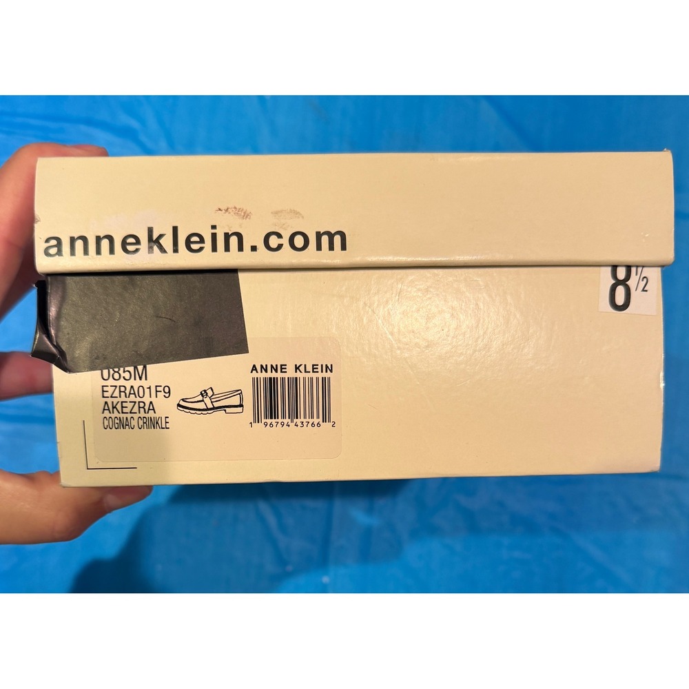 Anne Klein Ezra Cognac Crinkle Lug Sole Bit Loafers U85M AKEZRA Brown Shoes 8.5